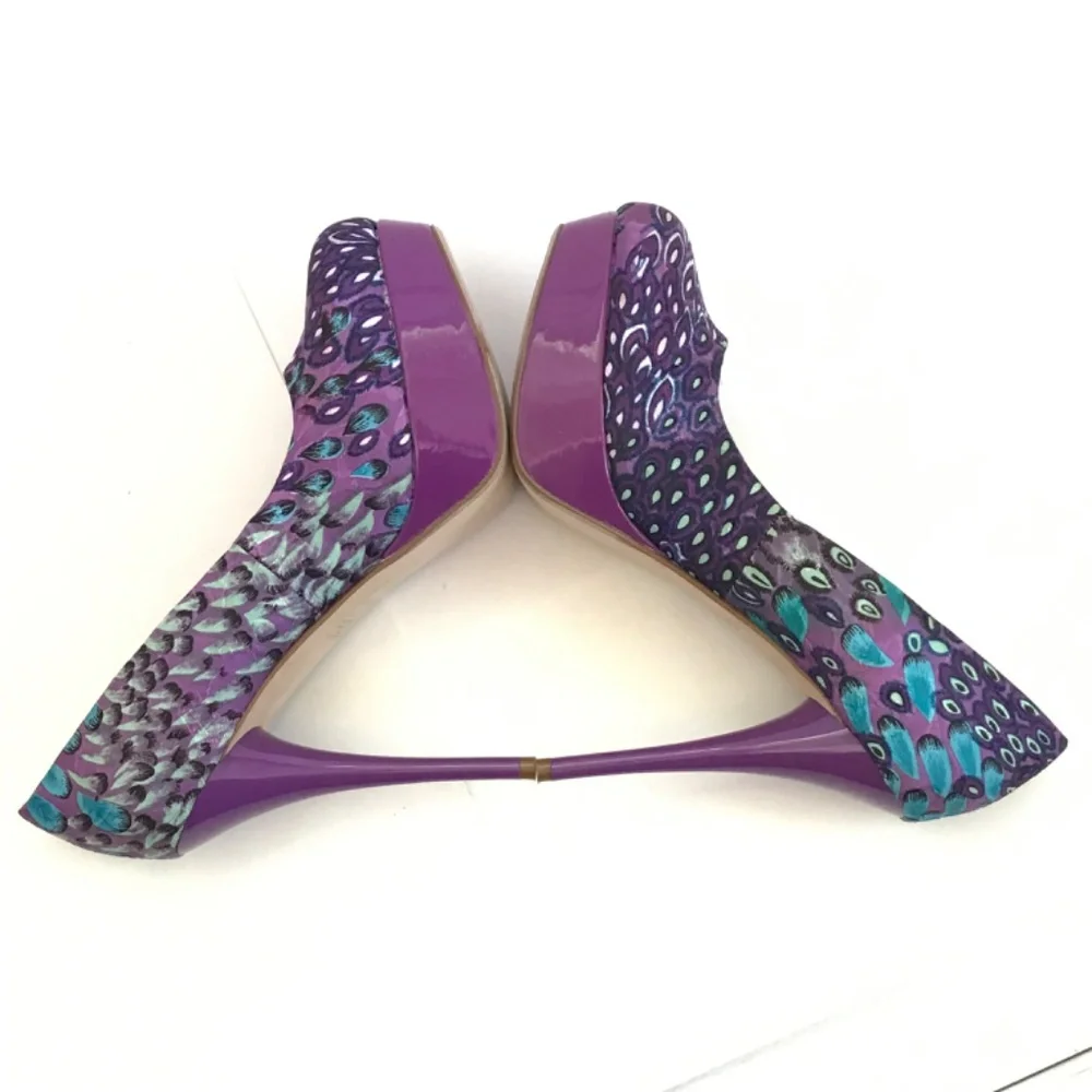 SHOE DAZZLE Platform Stiletto Pumps Purple Peacock Women’s Size 10